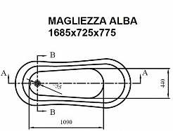 Magliezza Акриловая ванна на лапах Alba (168,5х72,5) ножки золото – фотография-2